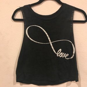 Black Infinite-Love Cropped Muscle Tank Top Tee